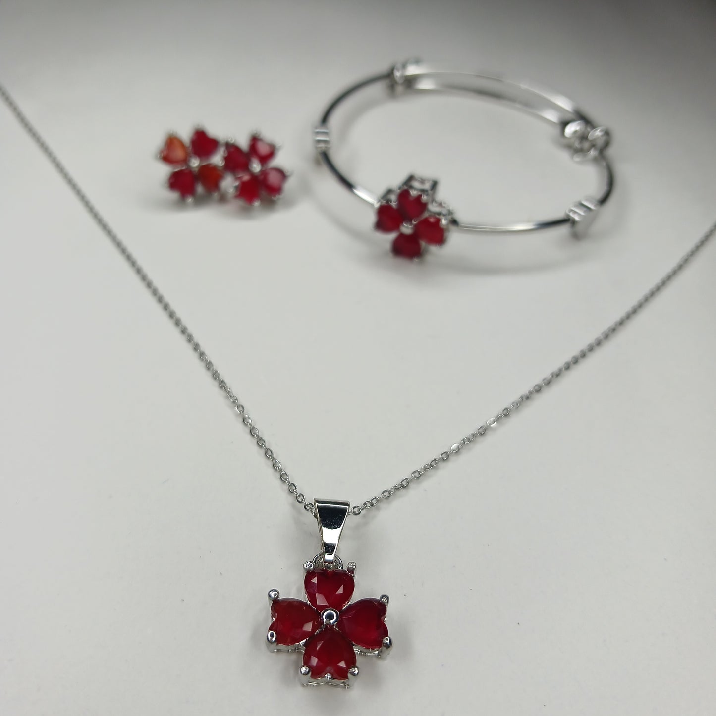 Elegant Floral Gold/Silver-Tone Jewelry Set