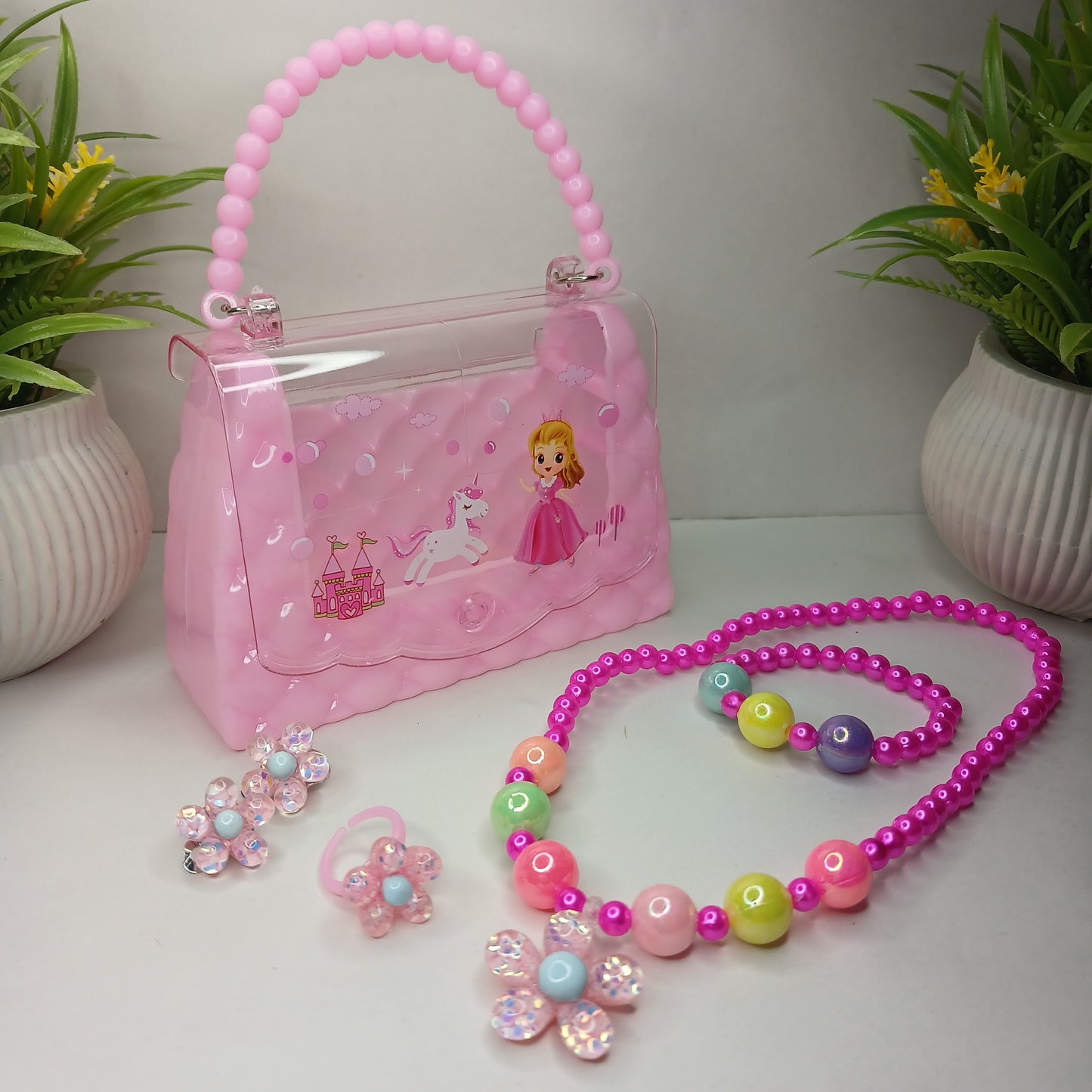Cute Pink Princess Bag & Jewelry Set