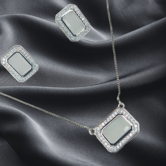 Elegant Silver-Tone Necklace & Earrings