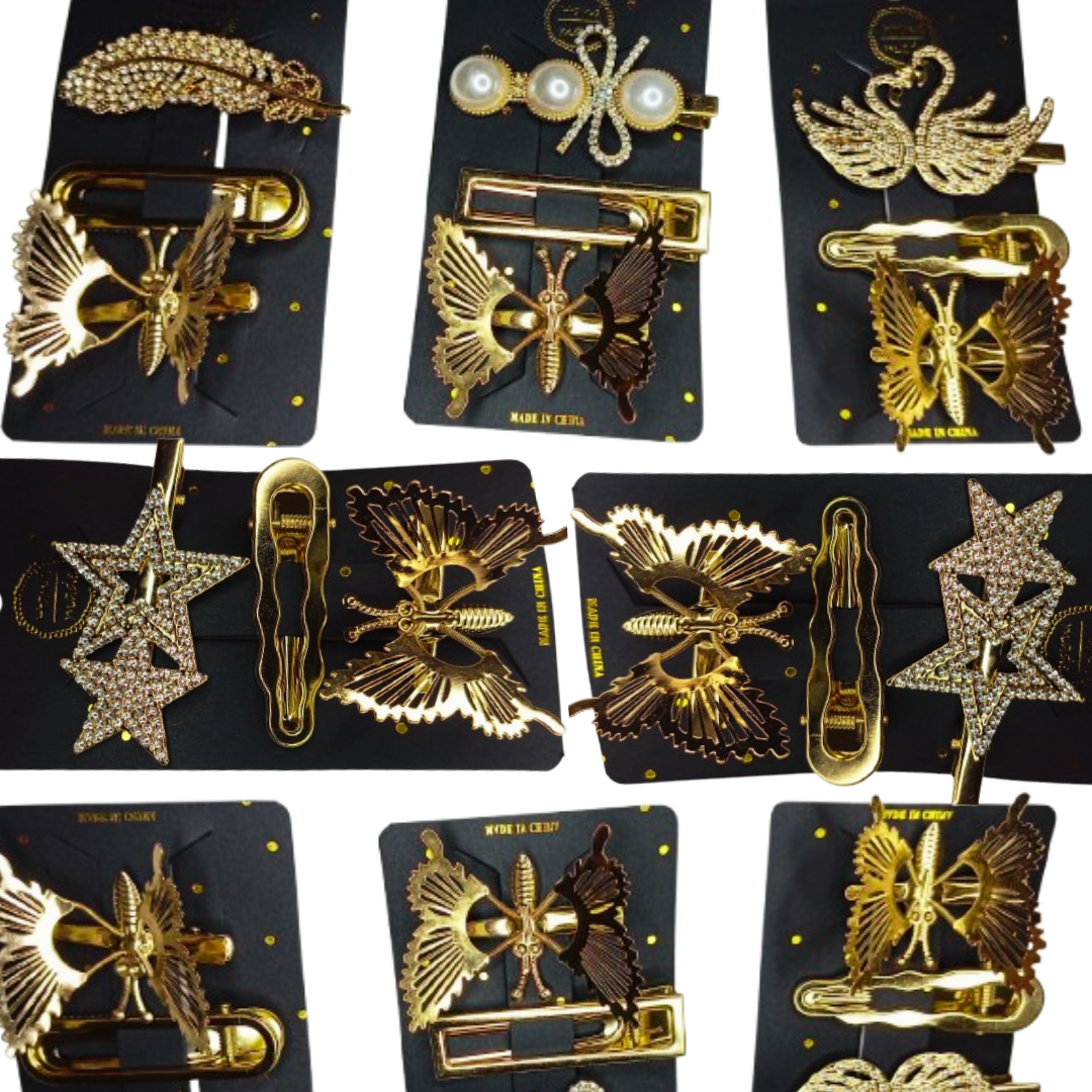 Premium Crystal Hair Clip Set – 3 in 1