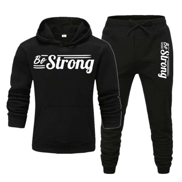 Be Strong Men's Printed Winter Hoodie & Trouser Tracksuit – Cozy Fleece Set