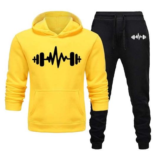 Dumble Style Men's Winter Tracksuit – Printed Hoodie & Fleece Trousers Set
