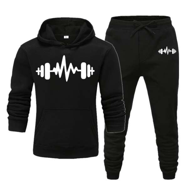 Dumble Style Men's Winter Tracksuit – Printed Hoodie & Fleece Trousers Set