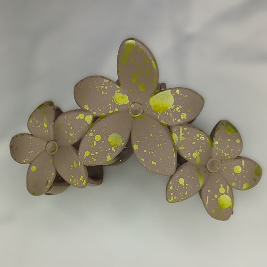 Lotus Flower Claw Hair Clips – Matte Finish with Golden Speckles