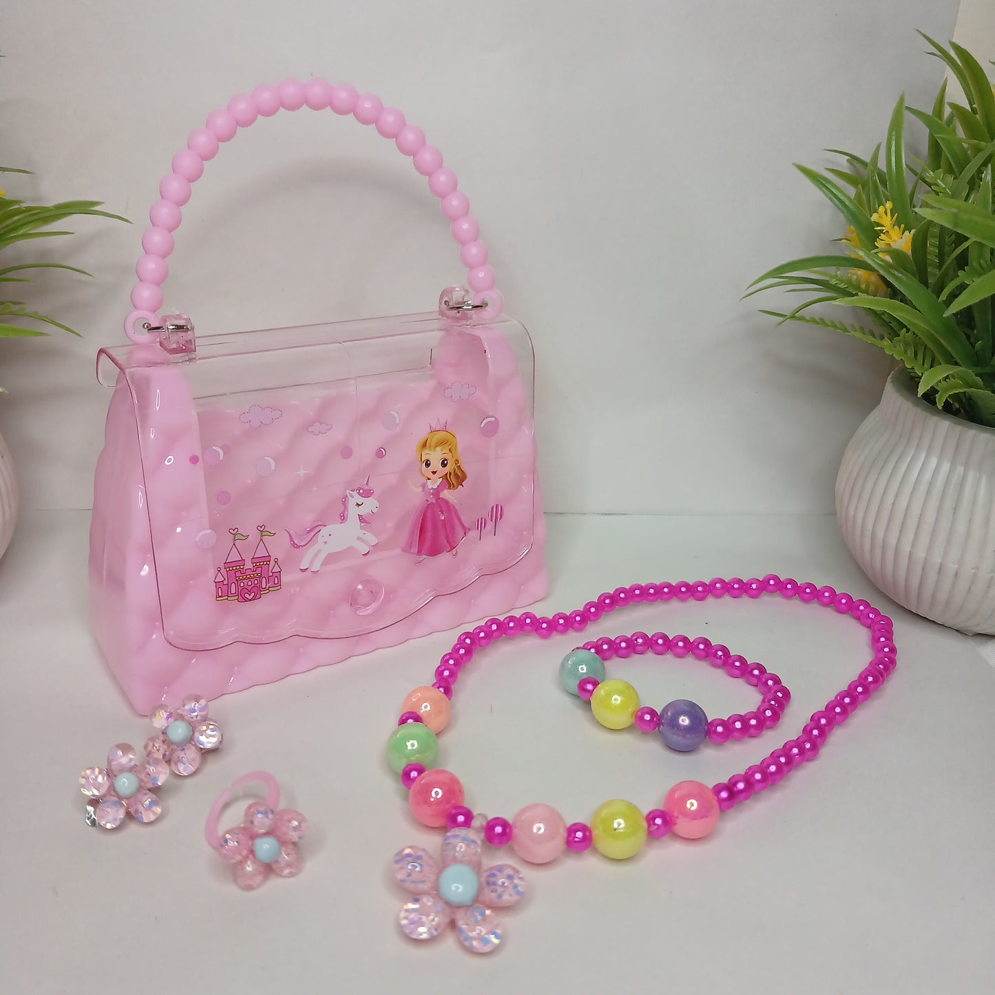 Cute Pink Princess Bag & Jewelry Set