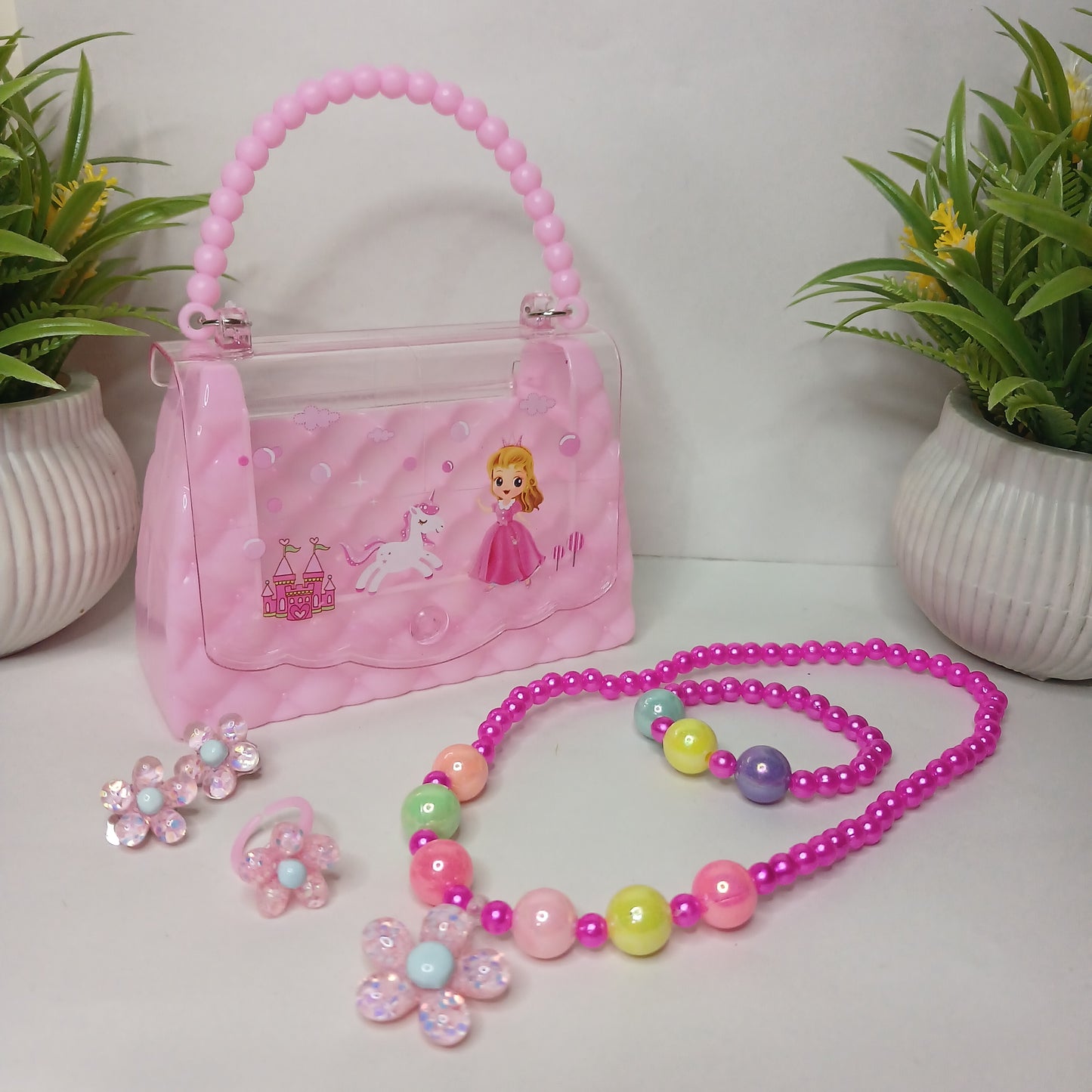 Cute Pink Princess Bag & Jewelry Set