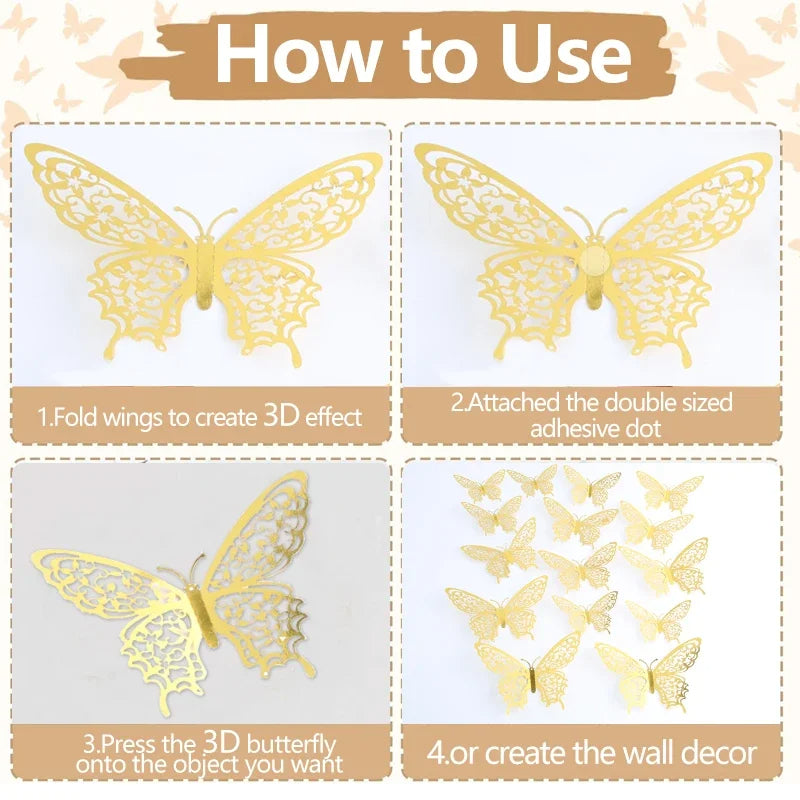 3D Hollow Butterfly Wall Stickers for Kids' Rooms
