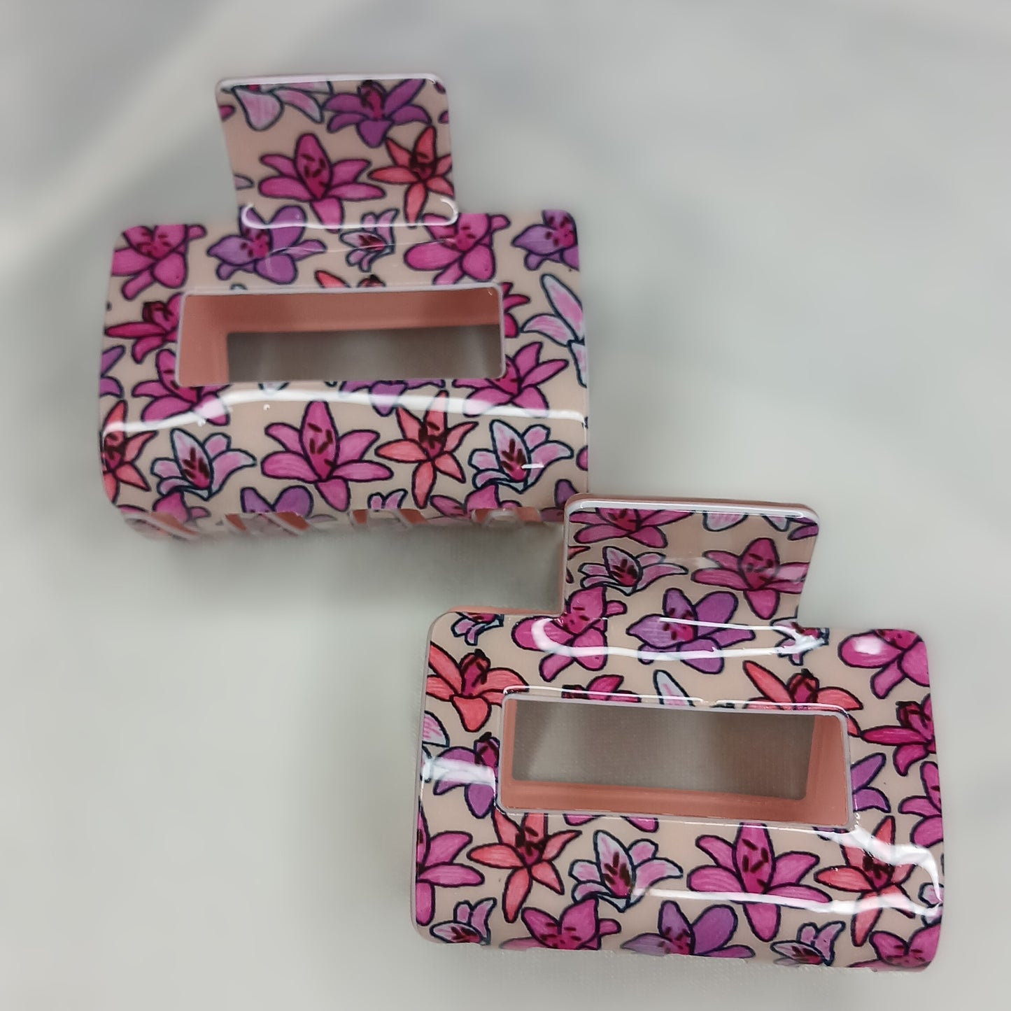 Luxury Floral Square Hair Clip – Korean Style
