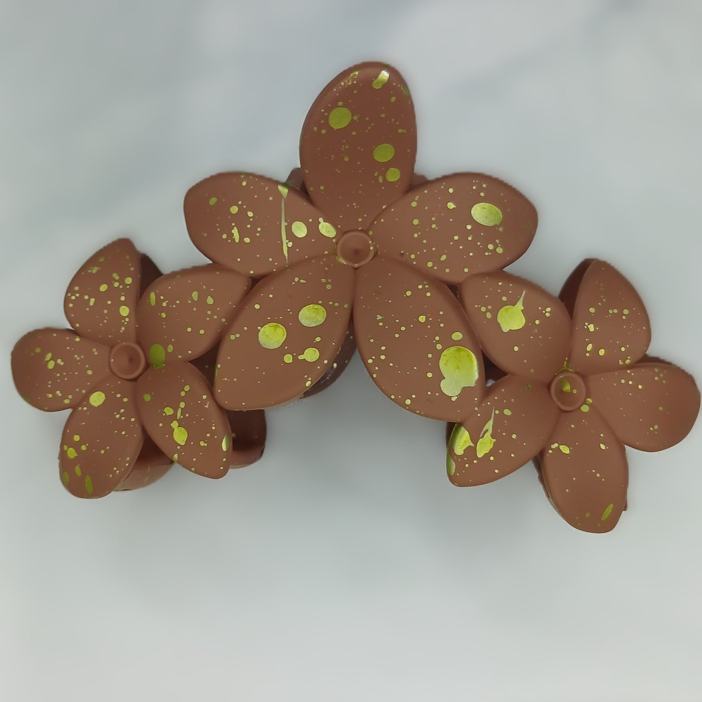 Lotus Flower Claw Hair Clips – Matte Finish with Golden Speckles