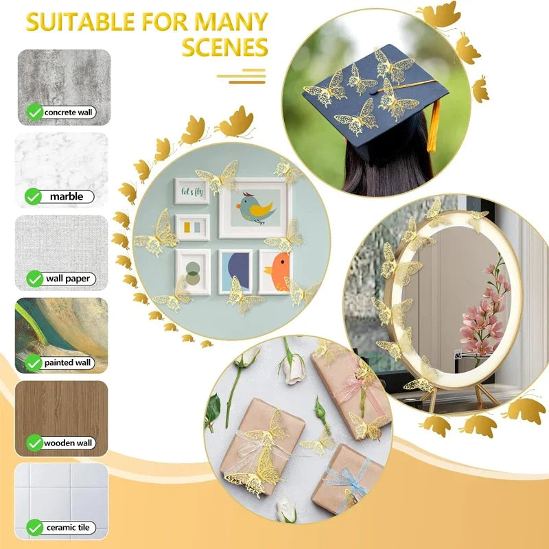 3D Hollow Butterfly Wall Stickers for Kids' Rooms
