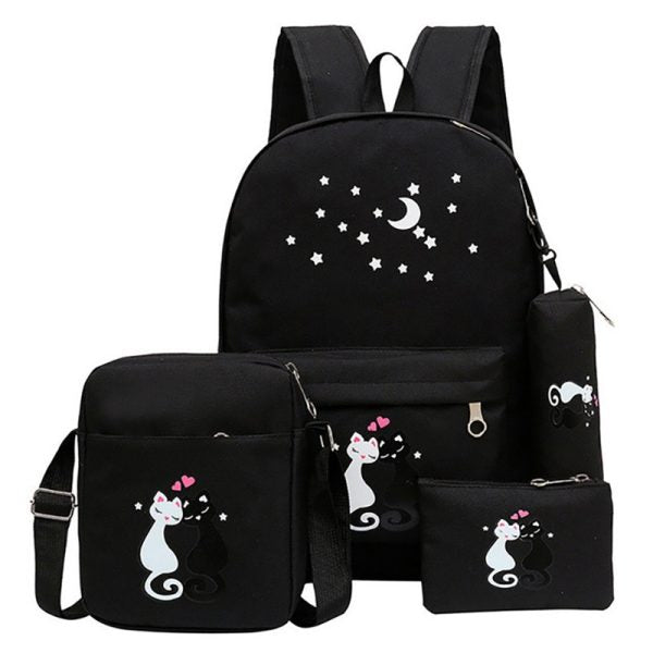 4-Piece Canvas School Bag Set for Kids