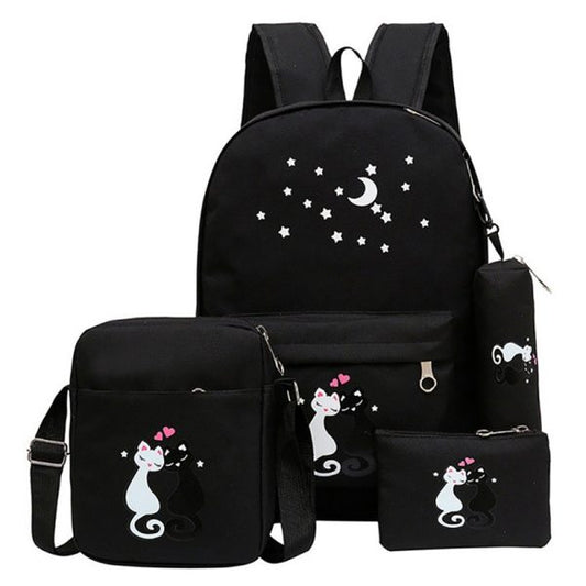 4-Piece Canvas School Bag Set for Kids