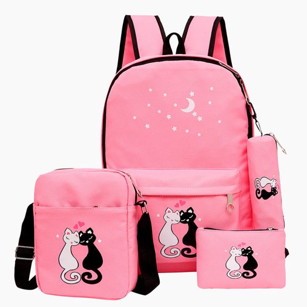 4-Piece Canvas School Bag Set for Kids