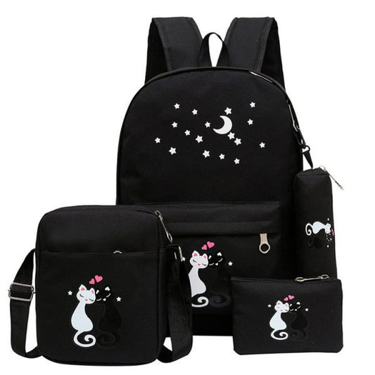 4-Piece Canvas School Bag Set for Kids