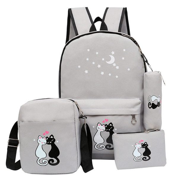 4-Piece Canvas School Bag Set for Kids