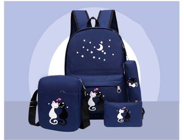 4-Piece Canvas School Bag Set for Kids