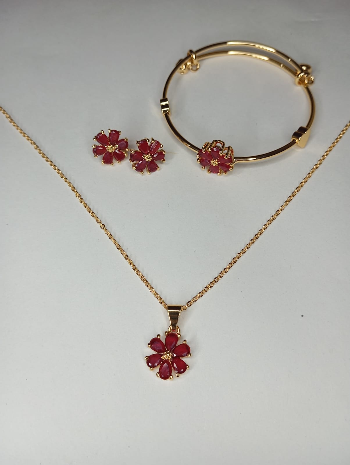 Elegant Floral Gold/Silver-Tone Jewelry Set