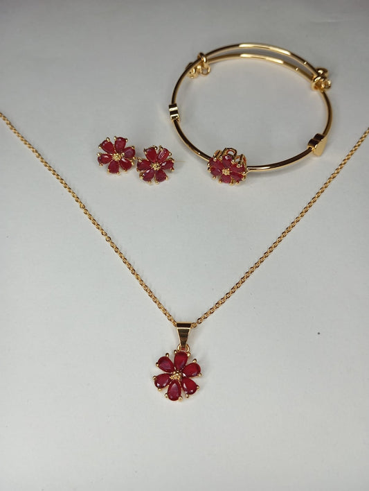 Elegant Floral Gold/Silver-Tone Jewelry Set