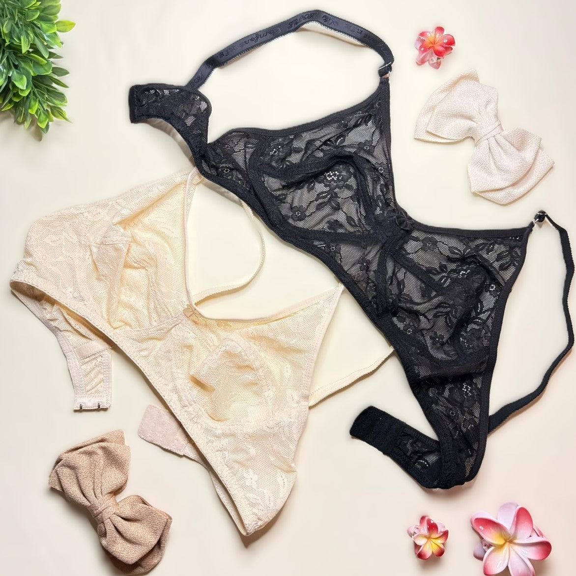 Premium Floral Net/Lace Comfort Bra – Full Coverage Wireless