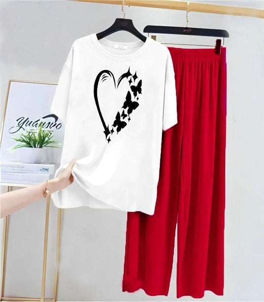 Two piece Women's Stitched Cotton Jersey Printed Night Suit