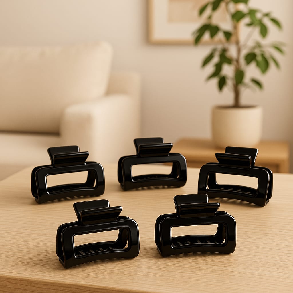 Mini Shine Black Claw Clips – Rectangle Hair Clips