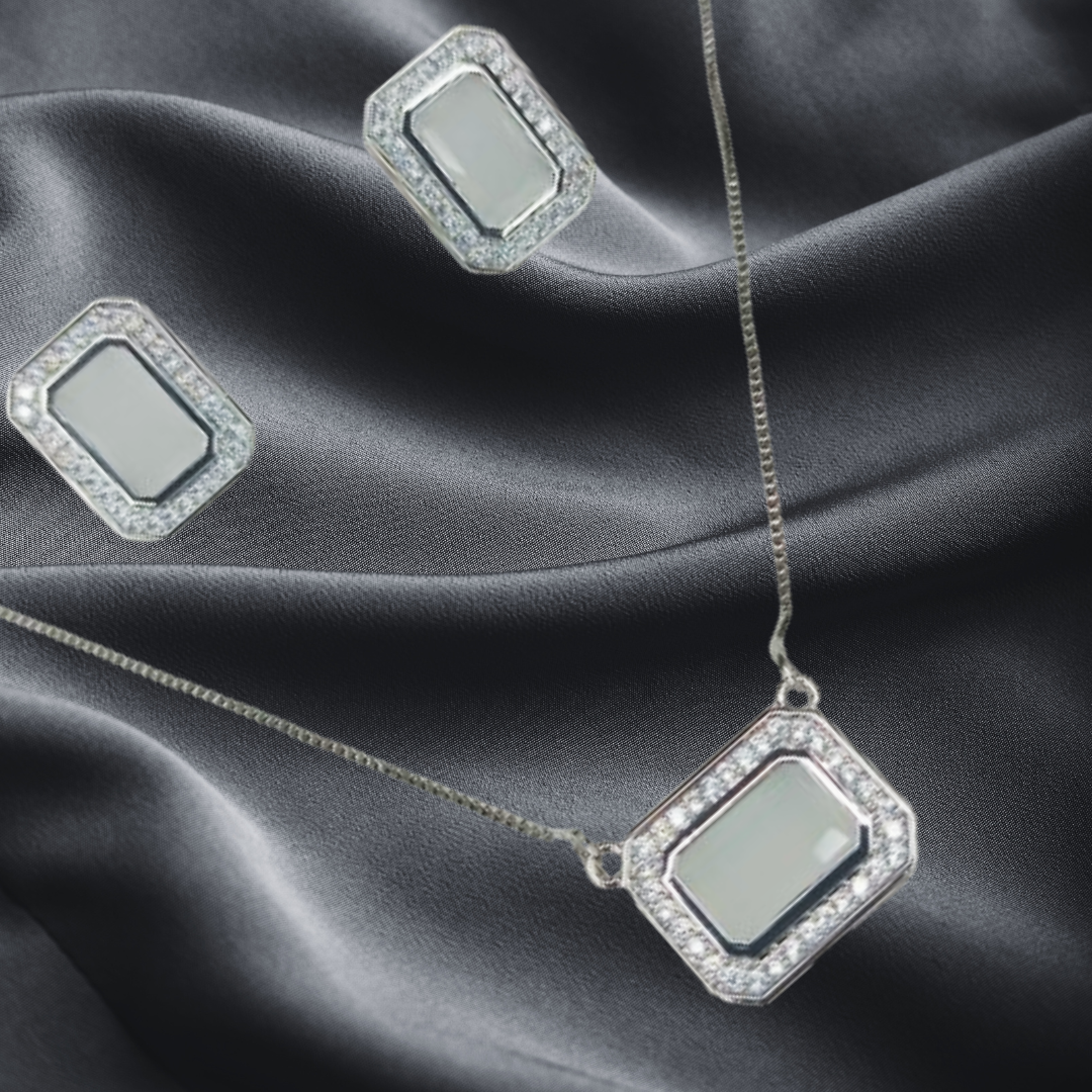 Elegant Silver-Tone Necklace & Earrings