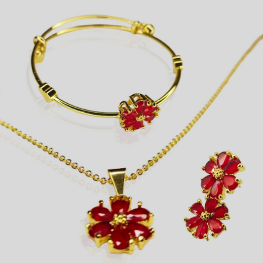 Elegant Floral Gold/Silver-Tone Jewelry Set