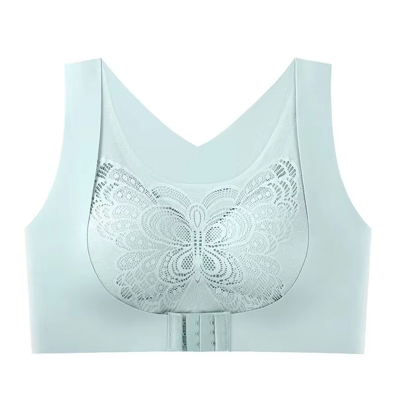 Butterfly Lace Front-Close Bra | 3D Push-Up + Wireless X-Back Posture Support