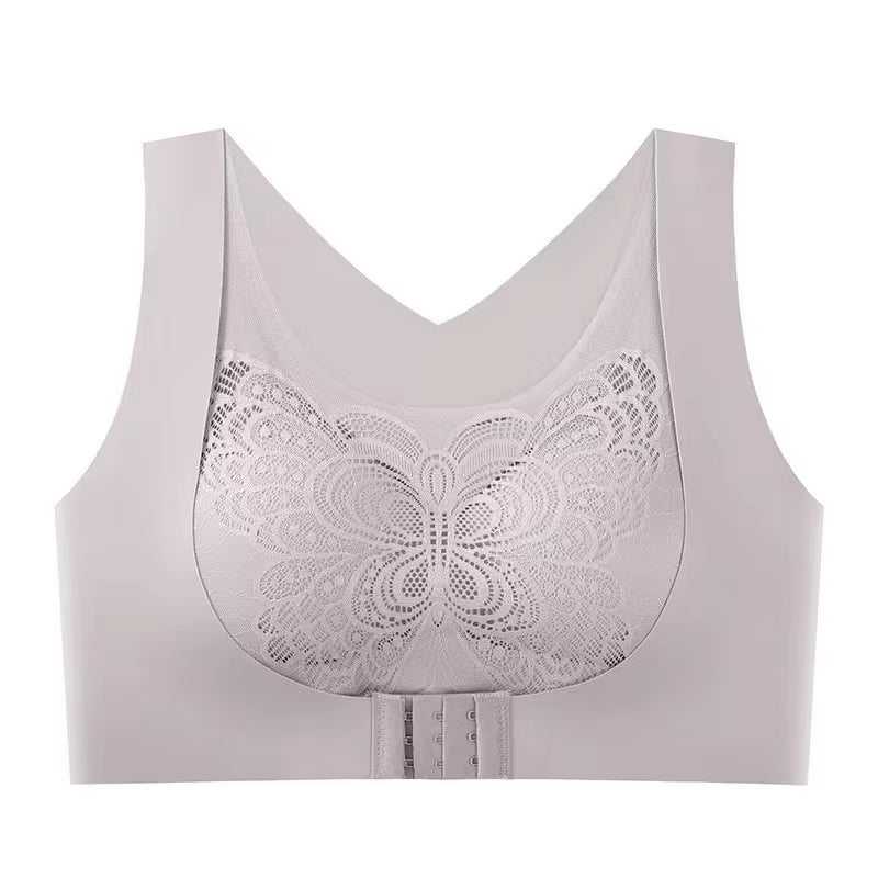 Butterfly Lace Front-Close Bra | 3D Push-Up + Wireless X-Back Posture Support