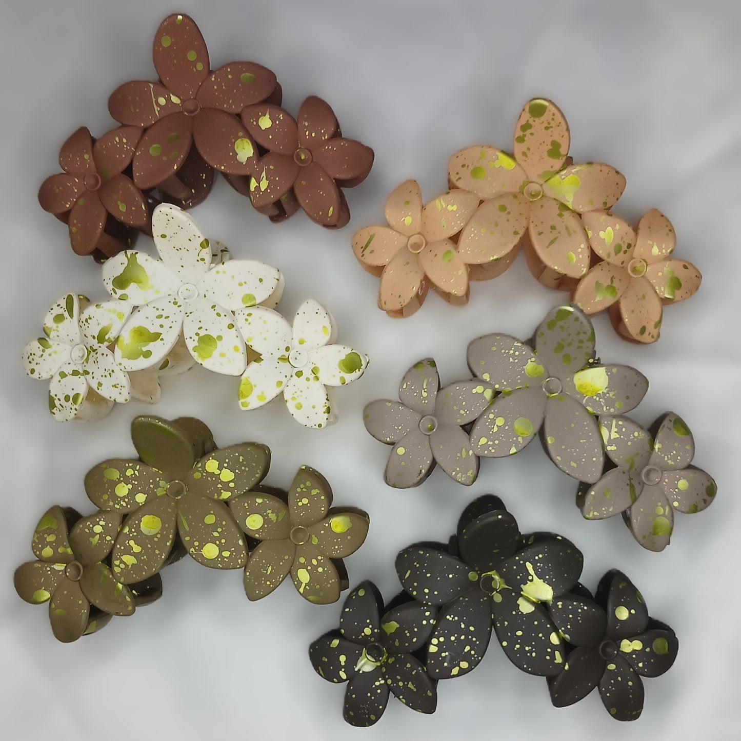 Lotus Flower Claw Hair Clips – Matte Finish with Golden Speckles