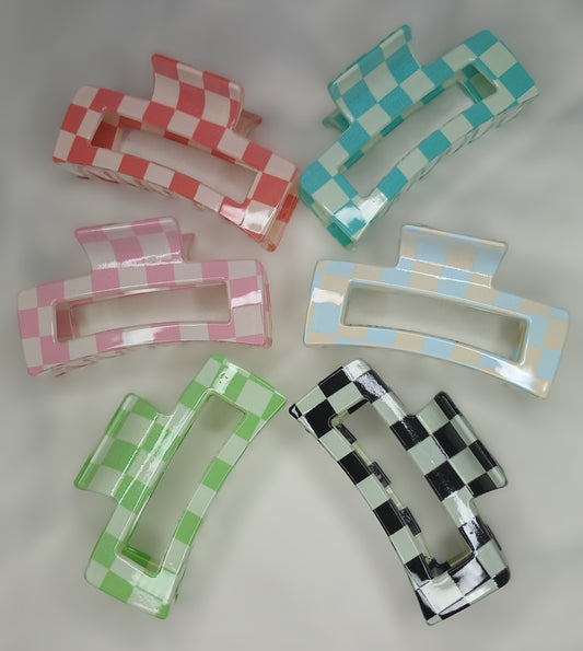 Checkered Hair Claw Clips – Plaid Pattern