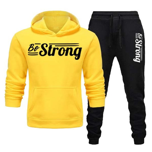 Be Strong Men's Printed Winter Hoodie & Trouser Tracksuit – Cozy Fleece Set