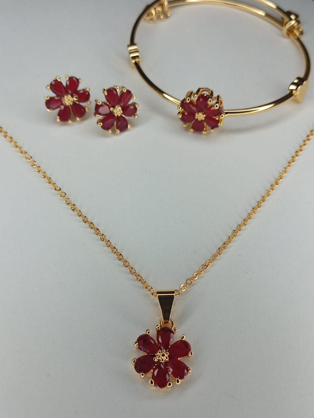 Elegant Floral Gold/Silver-Tone Jewelry Set