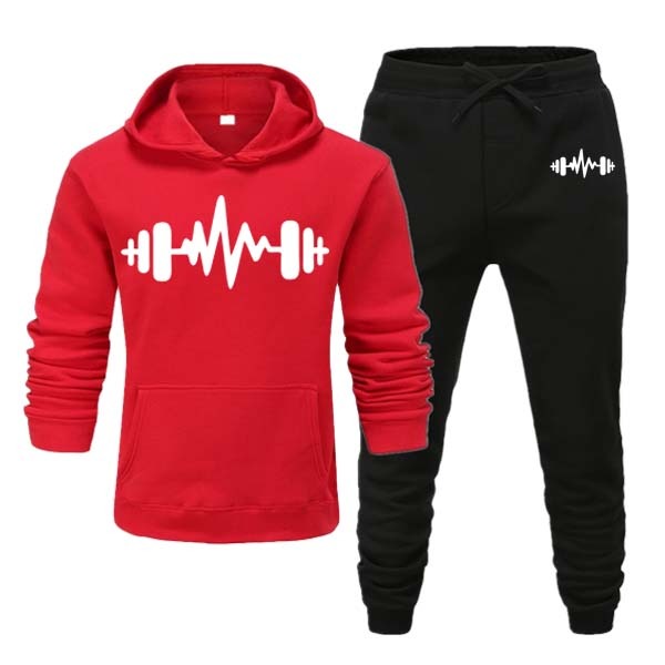 Dumble Style Men's Winter Tracksuit – Printed Hoodie & Fleece Trousers Set