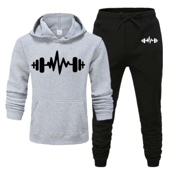 Dumble Style Men's Winter Tracksuit – Printed Hoodie & Fleece Trousers Set