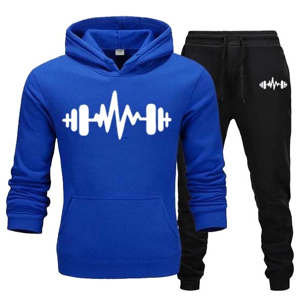 Dumble Style Men's Winter Tracksuit – Printed Hoodie & Fleece Trousers Set