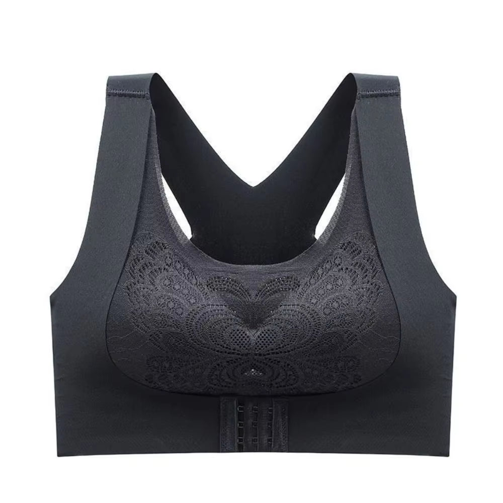 Butterfly Lace Front-Close Bra | 3D Push-Up + Wireless X-Back Posture Support