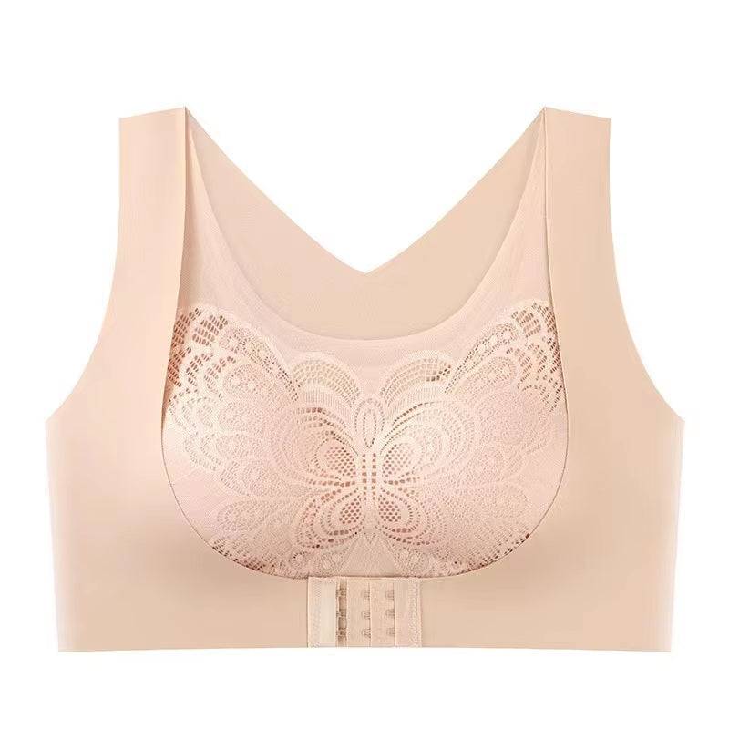 Butterfly Lace Front-Close Bra | 3D Push-Up + Wireless X-Back Posture Support